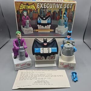Rare 1977 Janex Batman 66 Executive Desk Set Batman Joker DC Complete Sharpener